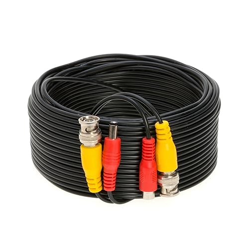 Cables Direct Online 50FT Black Premade BNC Video Power Cable Extension Wire for CCTV, Security Camera, DVR, Surveillance System, All in One Plug