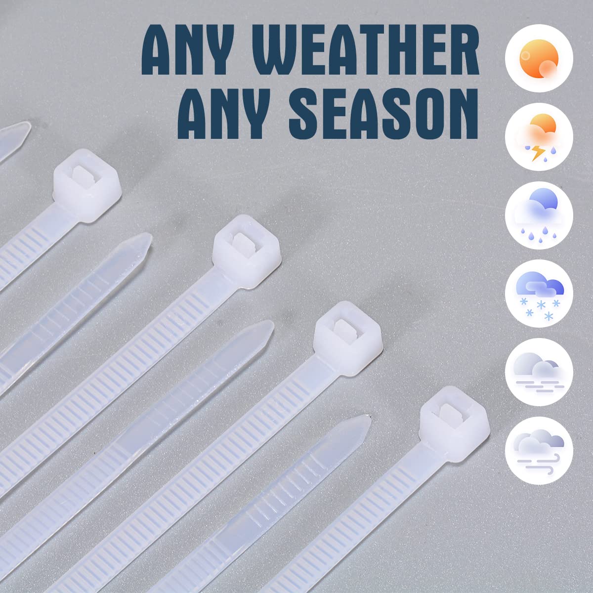 12 Inch White Zip Ties 1000 Pack Bulk, 50 lbs Heavy Duty Nylon Cable Ties, UV Resistant Self Locking Wire Ties for Commercial, Garden, Indoor Outdoor
