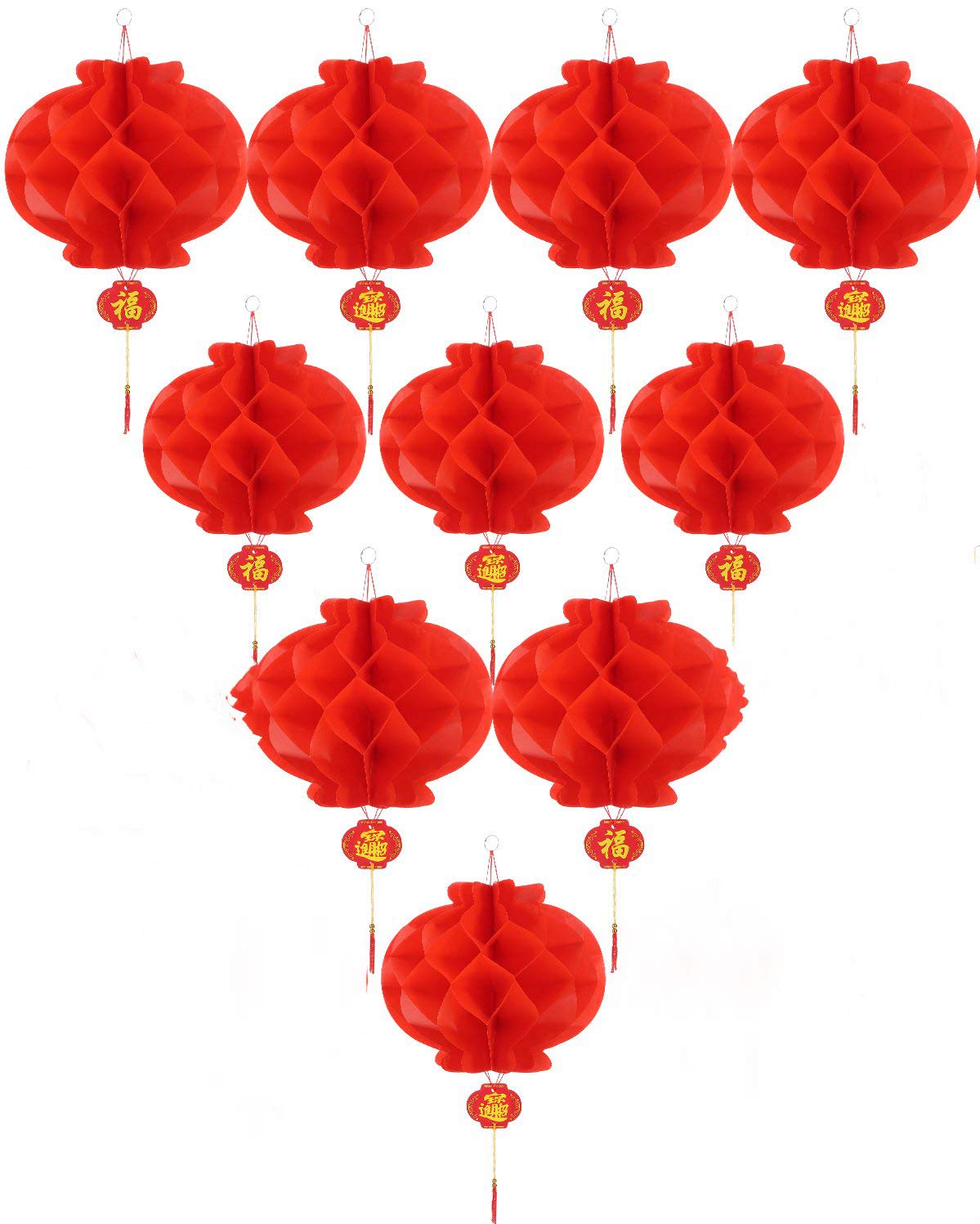 ASIAN HOME Red Paper Lantern Hanging Lanterns for Chinese Spring Festival, Wedding, Celebration, Lantern Festival Festive Decoration (12 INCH) (10