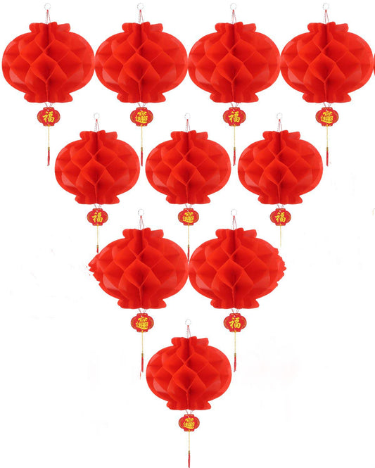ASIAN HOME Red Paper Lantern Hanging Lanterns for Chinese Spring Festival, Wedding, Celebration, Lantern Festival Festive Decoration (12 INCH) (10