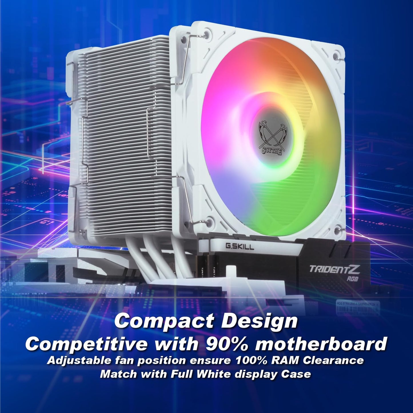 Scythe Mugen 6 CPU Air Cooler, Intel LGA1700, LGA1151, AMD AM5, AM4 Support,120mm, Single Tower, Aluminium Top Cover (Scythe Mugen 6 Dual White ARGB
