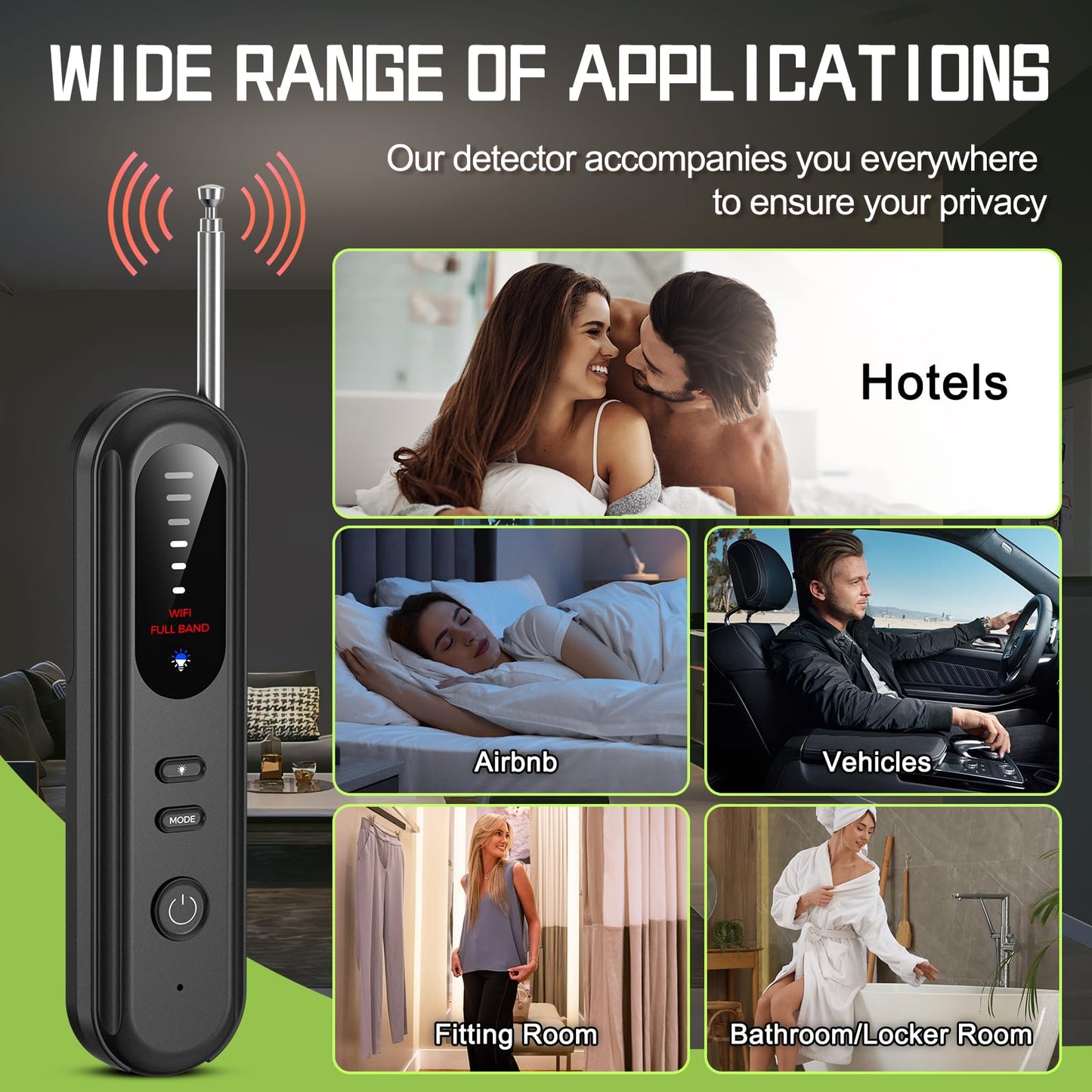 J.Stanar Hidden Camera Detector for Travel, RF Bug Detector and Tracker Finder for Bugged Cameras, GPS Trackers- Hotel/Public Restroom/Vehicles, Bug