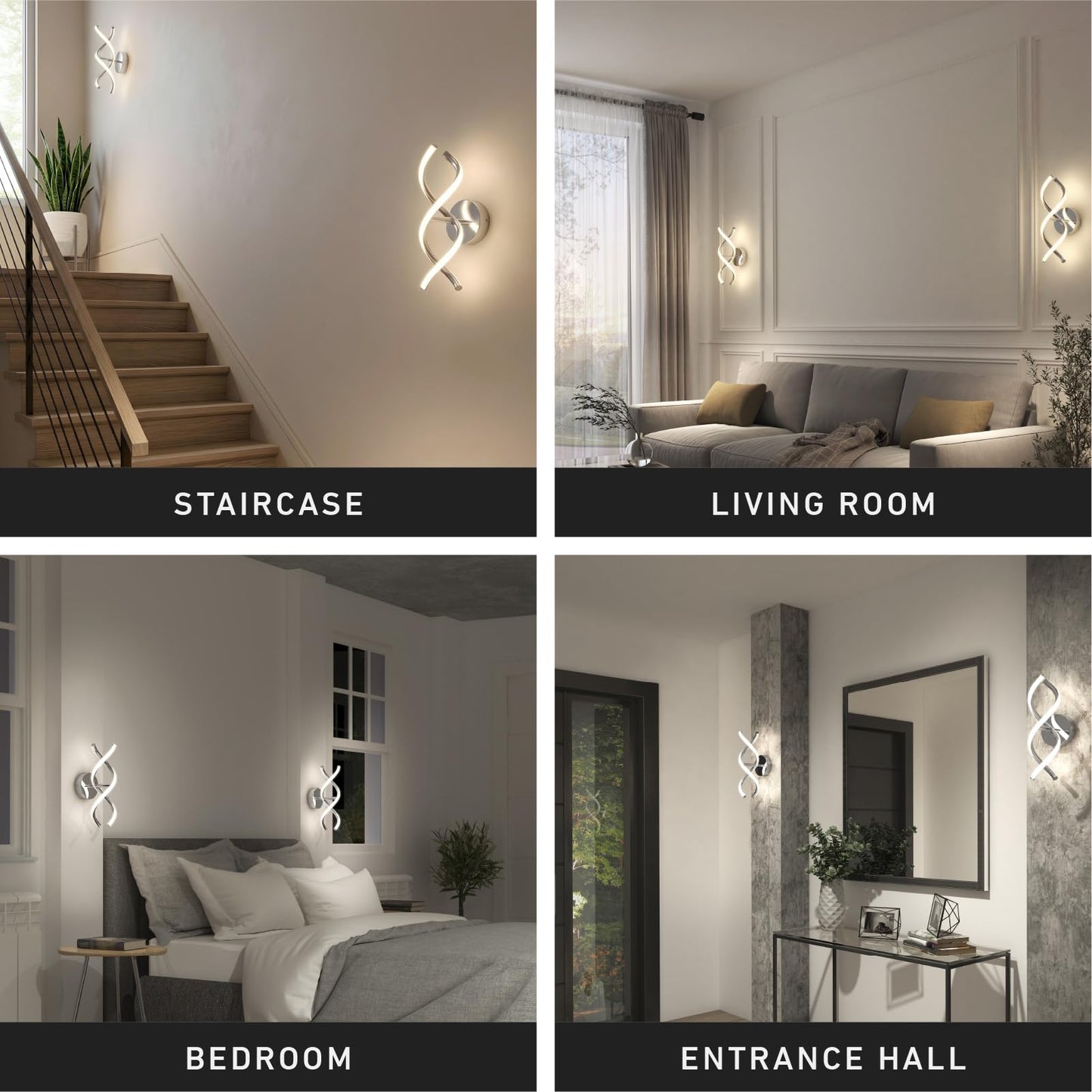 artika DNA 12W LED Modern Wall Sconce Light, Chrome Finish, Ideal for Bathroom, Living Room, Bedroom, Hallway - 850 Lumens, 3500 Kelvin, Made