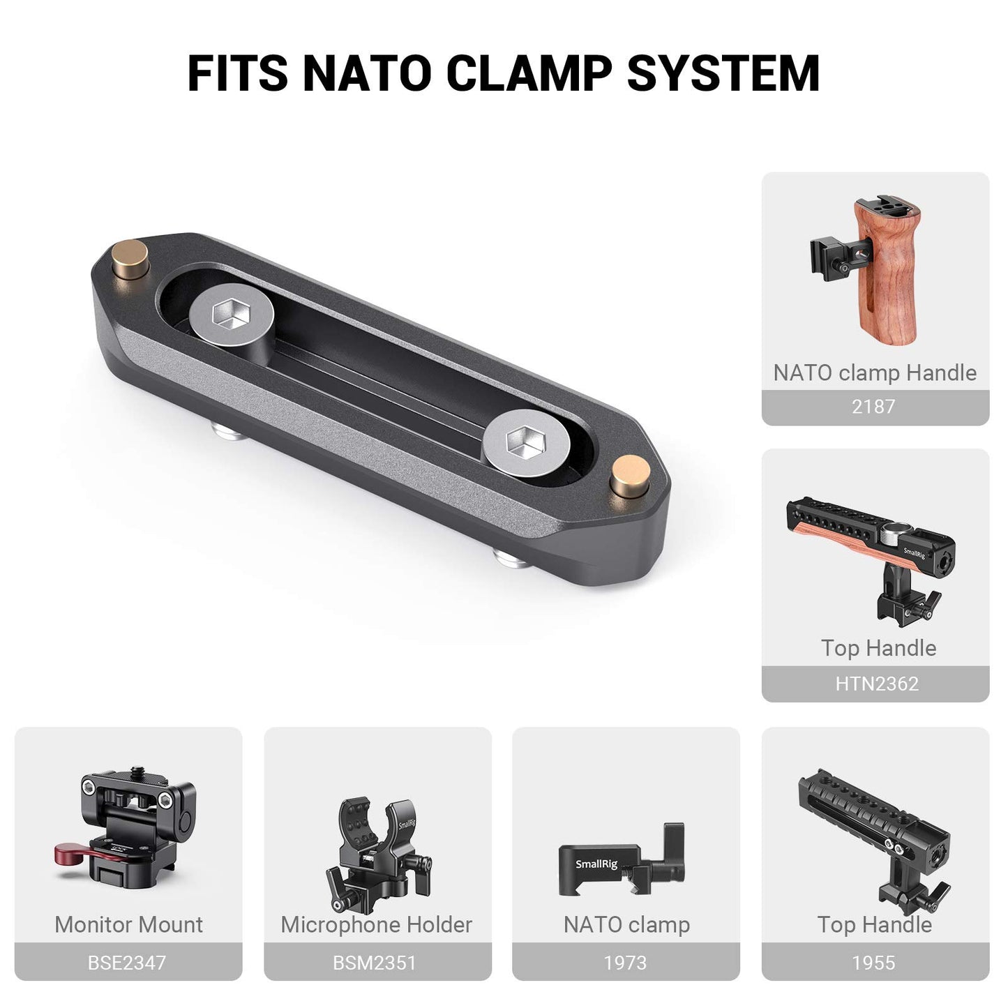 SmallRig NATO Rail, Quick Release Safety NATO Rail, 7cm Long with Spring Loaded Pins for RED/BMD - 1195
