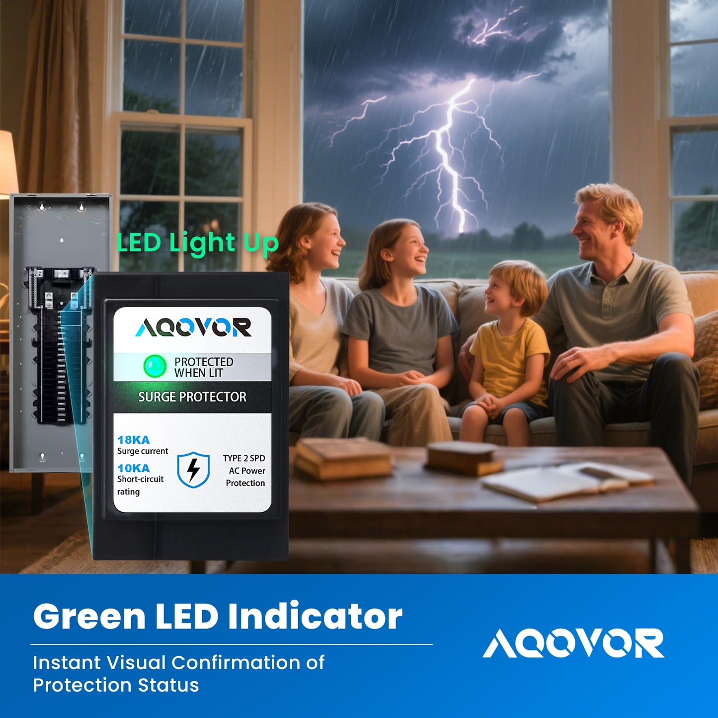 Type BR Whole-Panel Circuit Breaker Surge Protector Breaker - Type 2 SPD, Whole House Surge Protection, 120/240v Ac, 18kA Surge Protection Per Phase