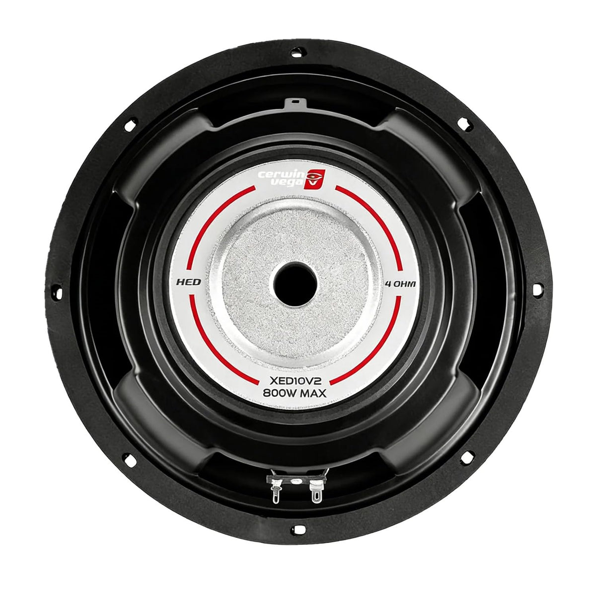 Cerwin Vega Mobile XED10V2 10'' Subwoofer- 800W Peak Power, Parabolic Poly Cone, High Roll Surround, 4 Ohm, Coaxial, 1 Year Warranty
