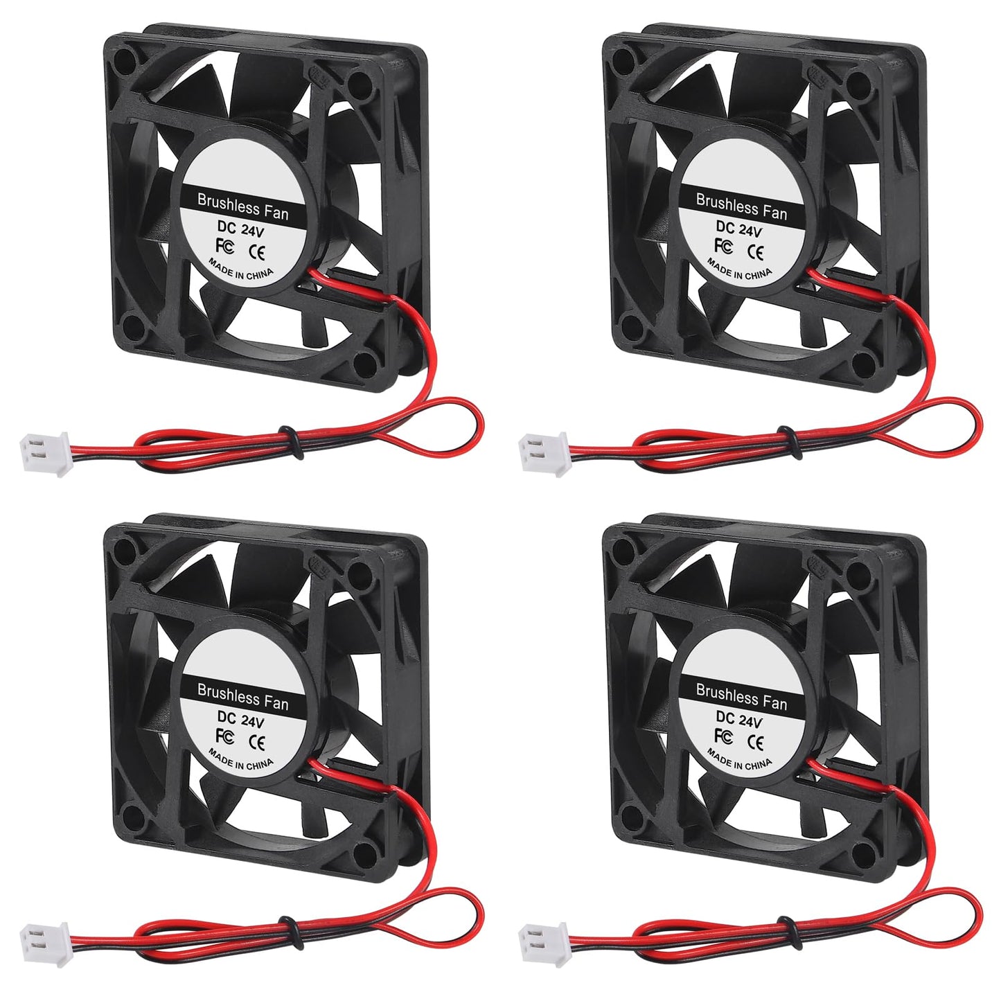 4Pcs 60mm Brushless Cooling Fan 6015 DC 24V 2.36in 60mm x 60mm x15mm 2 Pin Fan for 3D Printer Extruder DIY Computer CPU Cooling