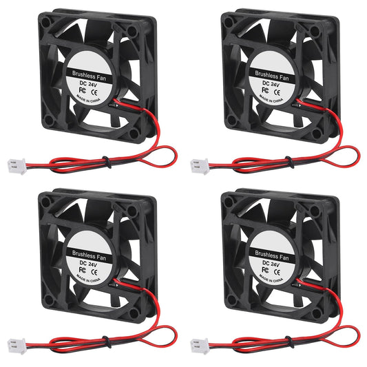 4Pcs 60mm Brushless Cooling Fan 6015 DC 24V 2.36in 60mm x 60mm x15mm 2 Pin Fan for 3D Printer Extruder DIY Computer CPU Cooling