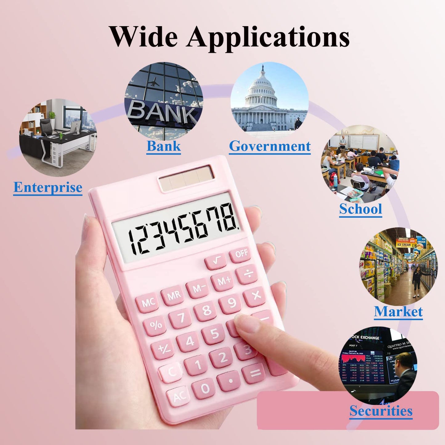 Seaciyan Basic Calculator, Desktop Cute Pocket Size Mini Calculators for School, Office, Home (Pink)