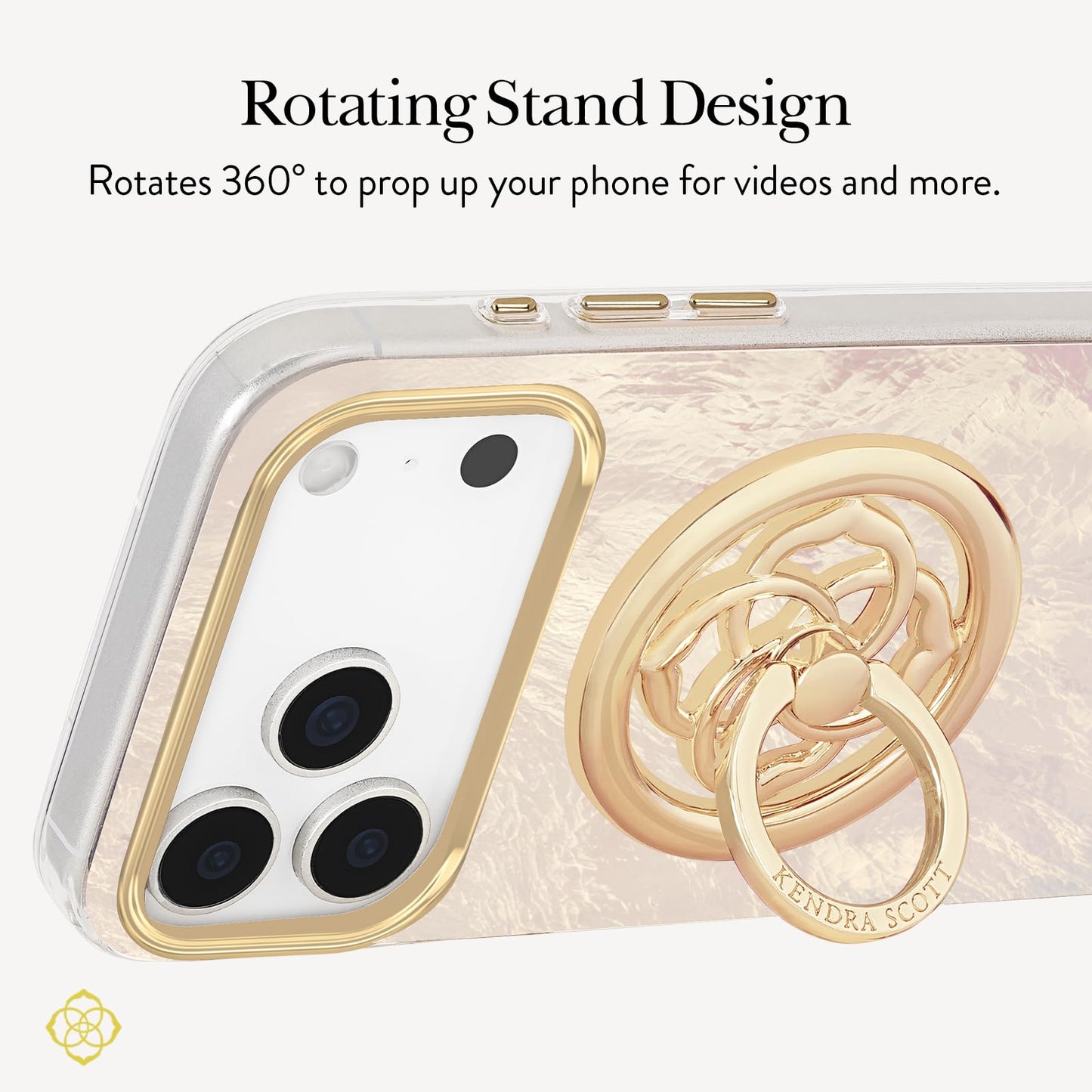 Kendra Scott Magnetic Phone Ring Grip with Stand - Removable and Collapsible - Gold Medallion