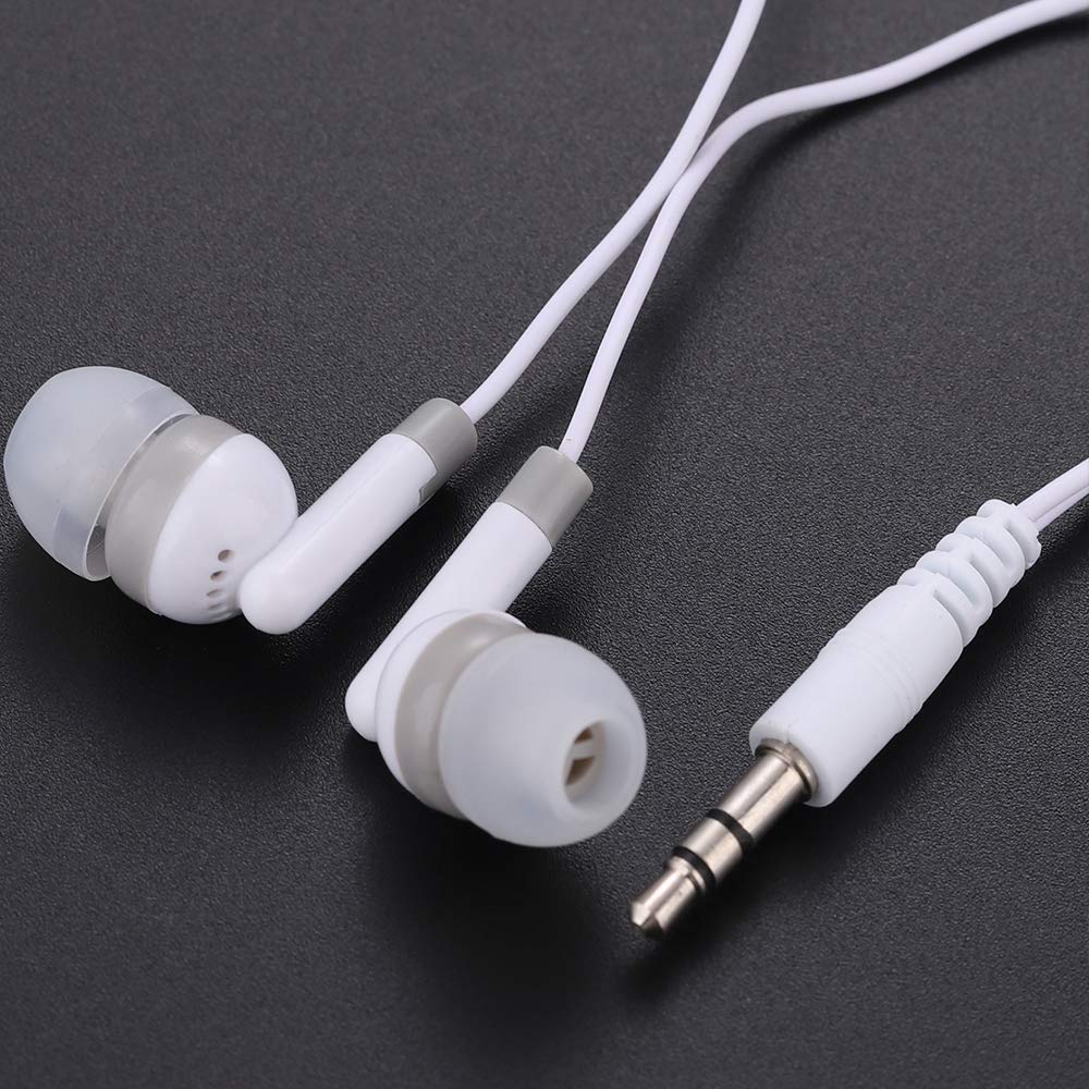CN-Outlet Bulk Earbuds Headphones 50 Pack, Wholesale Disposable Earphones for Schools Classroom Students Kids Children (White)
