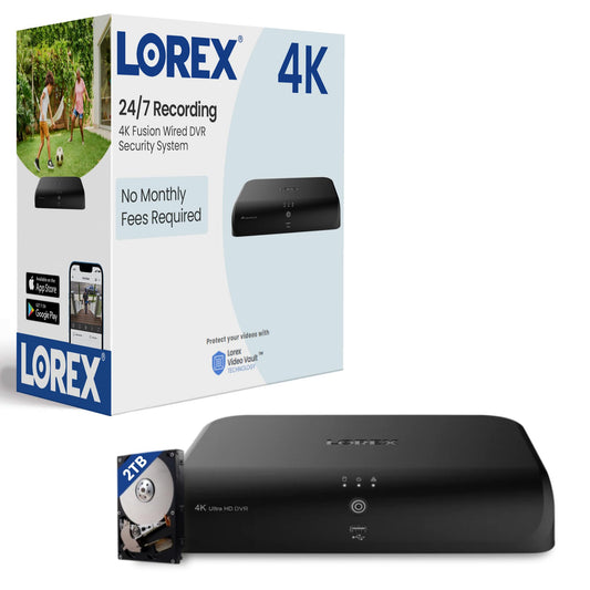 Lorex Fusion 4K 12-Channel (8 Wired and 4 Wi-Fi) 2TB Digital Video Recorder | Smart Search | Panic Button | Privacy Masking | No Monthly fees