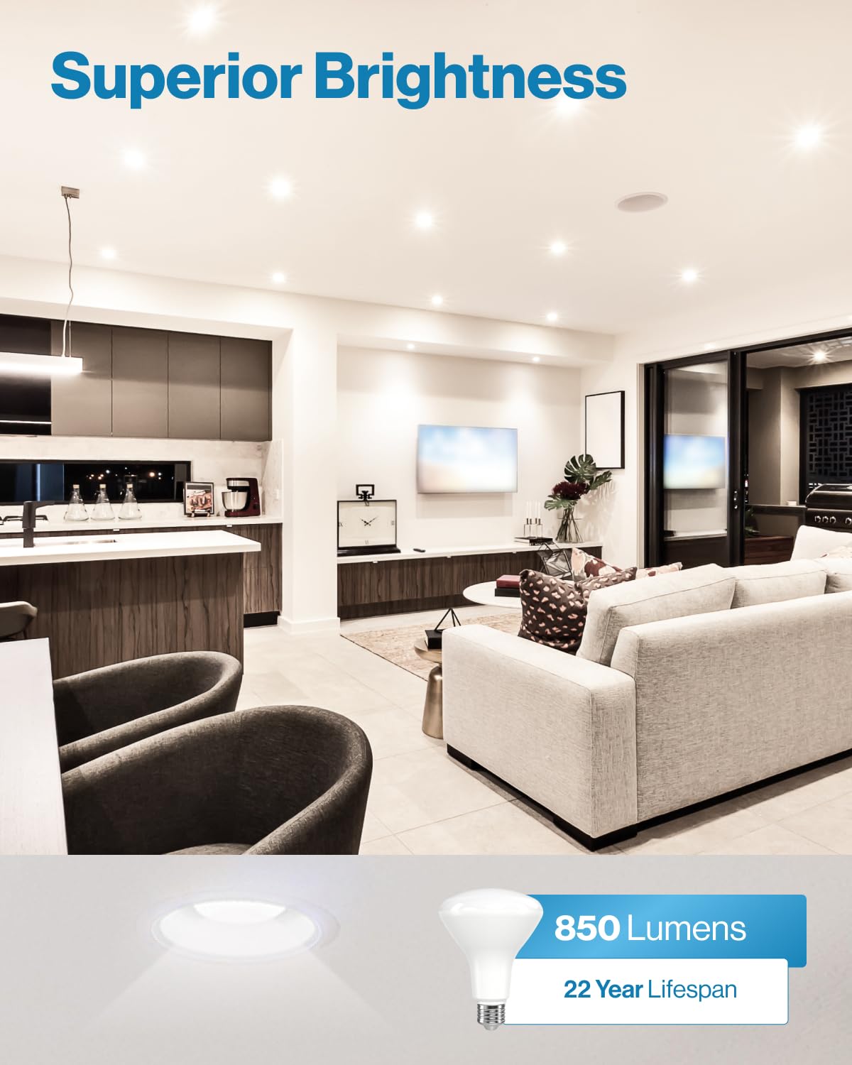 Sunco 12 Pack BR30 LED Bulb Flood Light, E26, 11W=65W, 4000K Cool White