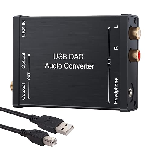 LiNKFOR USB to SPDIF Coaxial RCA and 3.5mm Headphone Jack Converter - Optical Audio Adapter - PCM for Windows, Mac, PS4, PS3