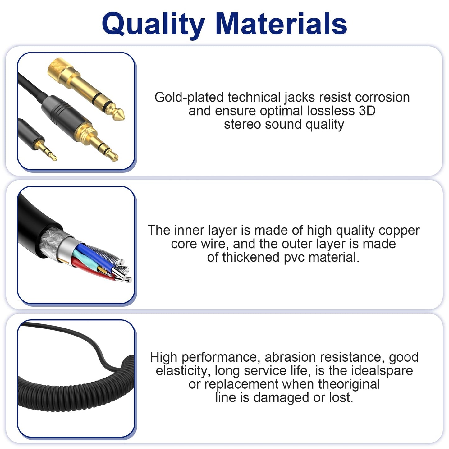 QC45 Coiled Audio Cable Compatible with Bose QuietComfort, QuietComfort Ultra, QC45, QC35, QC35 II, QC25, NC700, OE2, Soundlink, SoundTrue…