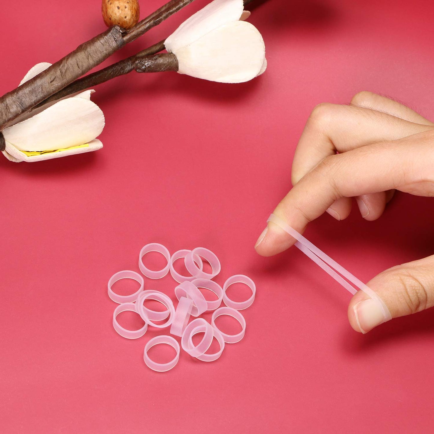 ONLYKXY 100 Pieces 10mm ID 12mm OD Clear Silicone Cable Ties, Data Lines Silicone Cord Ties, Reusable Rubber Rings, Cable Tie Straps, Rubber bands