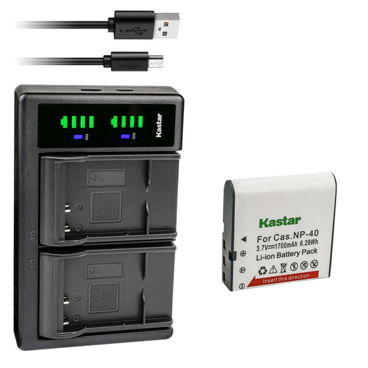 Kastar 1-Pack NP-40 Battery and LTD2 USB Charger Replacement for Minolta MN4K100Z 4K Ultra HD, Minolta MN4K30NV 4K Ultra HD / 30 MP, Minolta MN100HDZ