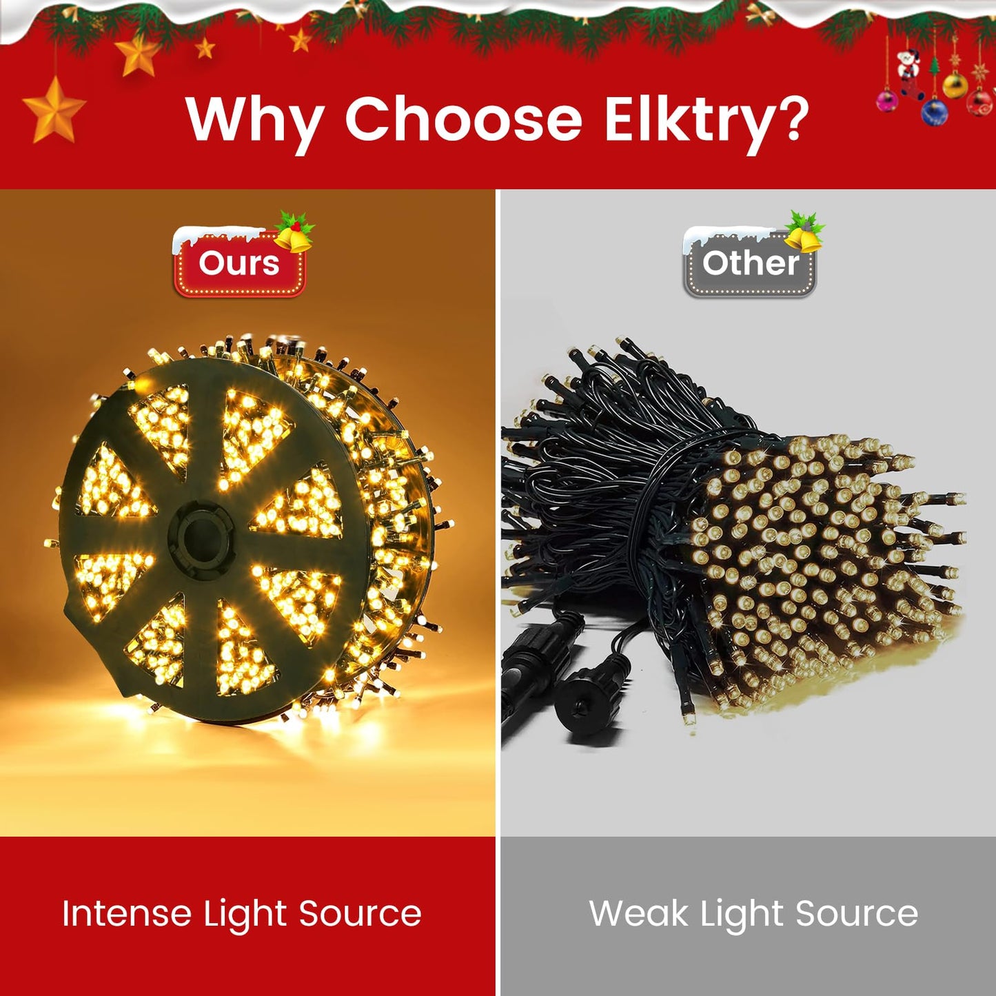 Areker 82ft 1000LED Christmas Lights Outdoor Indoor, Green Wire Christmas String Lights Plug in, Ultra Bright 8 Modes Waterproof Fairy Lights for Xmas