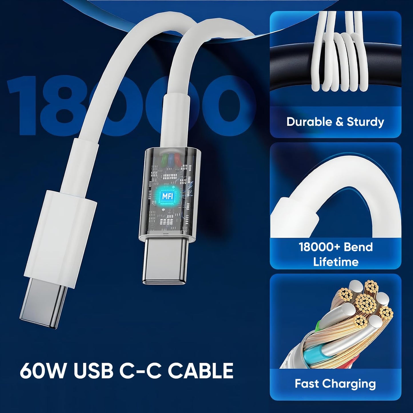iPhone 17 16 15 Charger Fast Charging 6FT+10FT Cable, 20W USB C Charger, USBC Wall Charger for i Phone 17 Air 16 16e/16 Pro/16 Pro Max/15/15 Plus/15