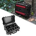 OUIMTOUI Waterproof Hard Case with Padded Dividers and Detachable Tactical Molle Panel Customizable Foam for Cameras, Lenses, Dual DJI Mavic/Air/Mini