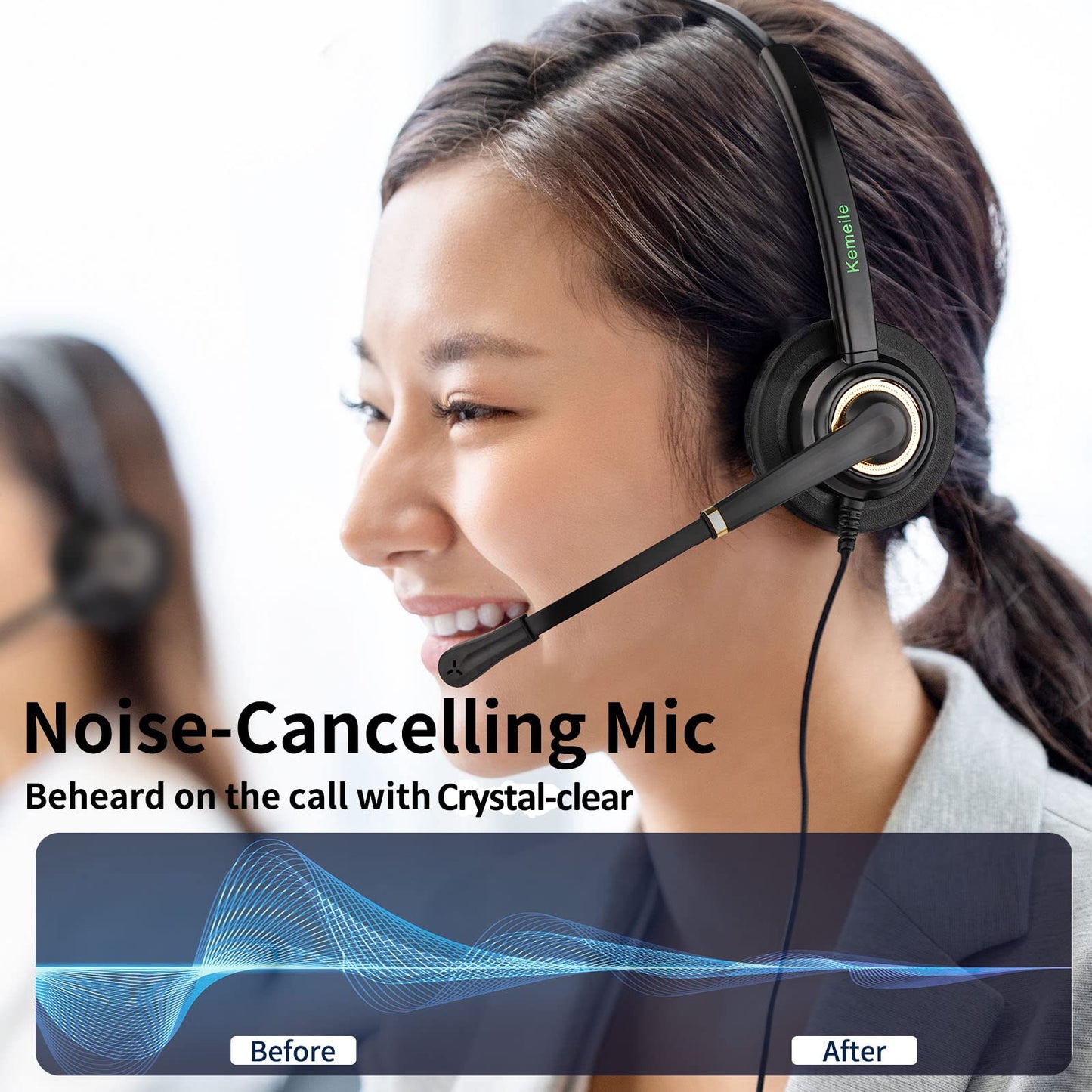N/X KEMEILE Telephone Headset with Noise Cancelling Mic, Corded RJ9 Phone Headset Compatible with Cisco CP-7821 7841 7942G 7931G 7940 7941G 7945G 7960