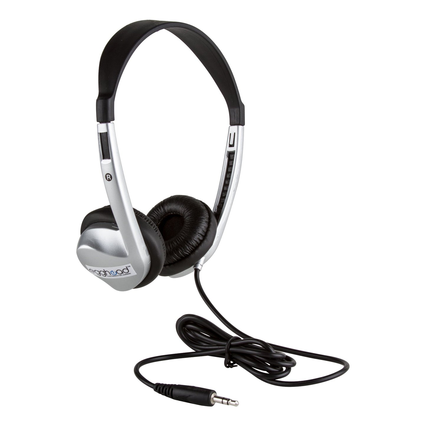 Egghead Stereo School Headphone W/Leatherette Ear Cushion (Pack of 20), black/silver