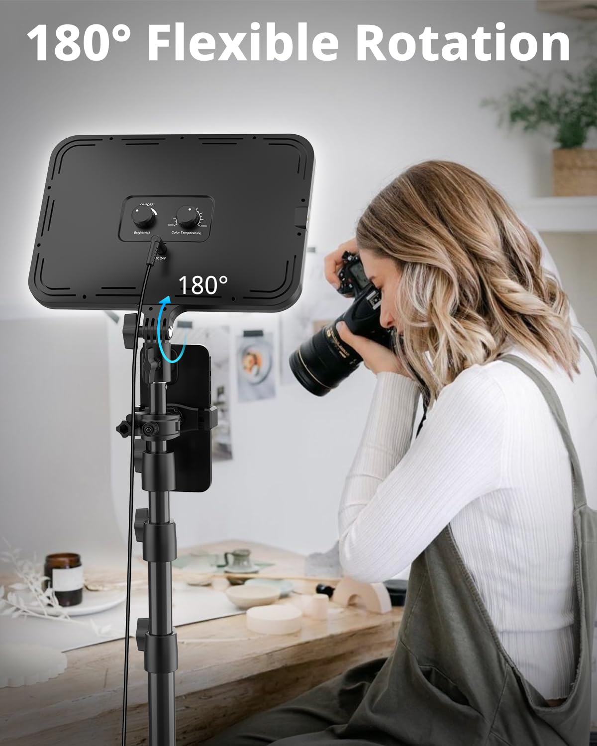 UBeesize LED Video Light Kit, Photography Lighting, 13" Studio Lights with 65" Tripod Stand and Phone Holders, Podcast Lighting for Video Recording