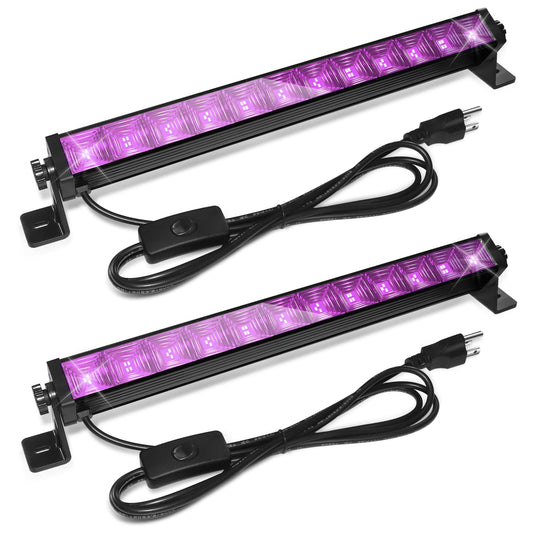 Upgraded 2 Pack 40W LED Black Light Bar,Blacklight with Plug+Switch+6.5ft Cord,Black Lights Party Supplies for Halloween Glow Fluorescent Party