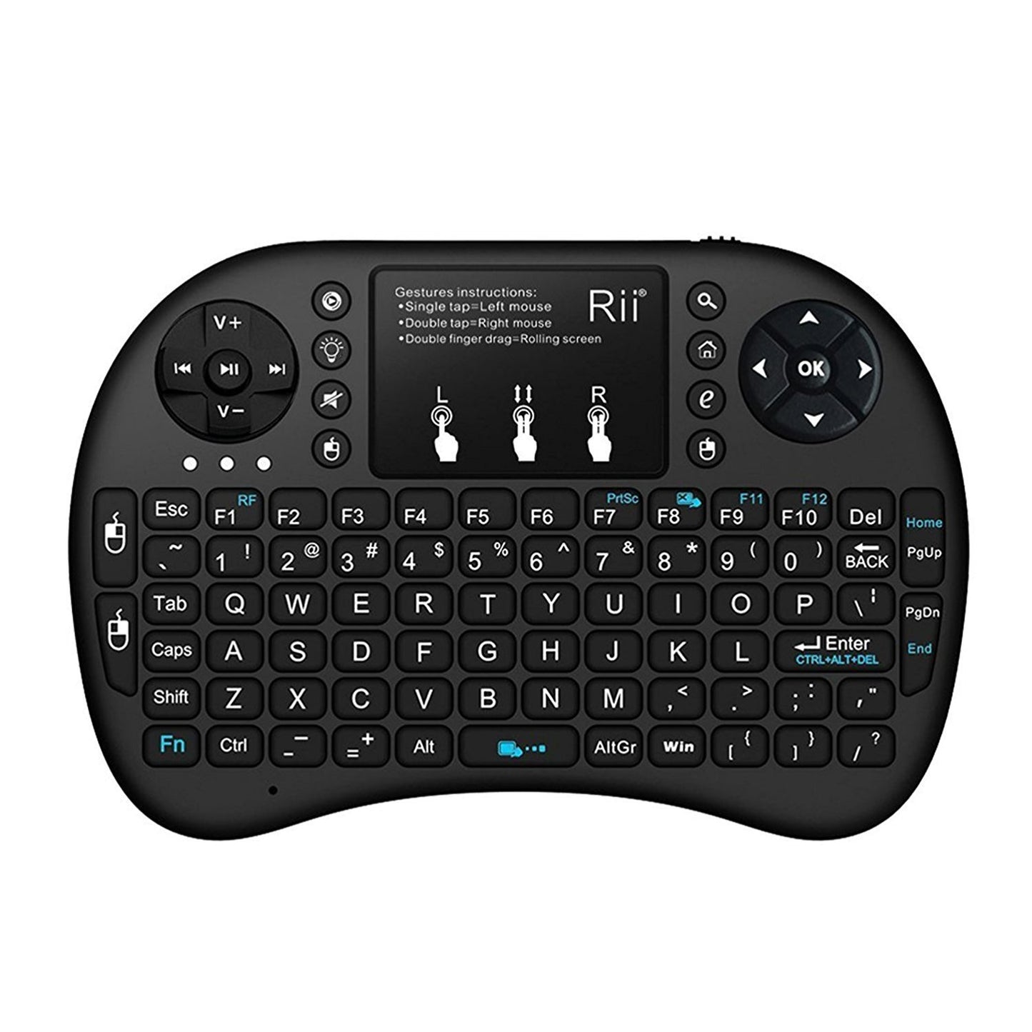 Rii i8 Mini 2.4GHz Wireless Touchpad Keyboard with Mouse for PC, PAD, XBox 360, PS3, Google Android TV Box, HTPC, IPTV (2.4G Black)