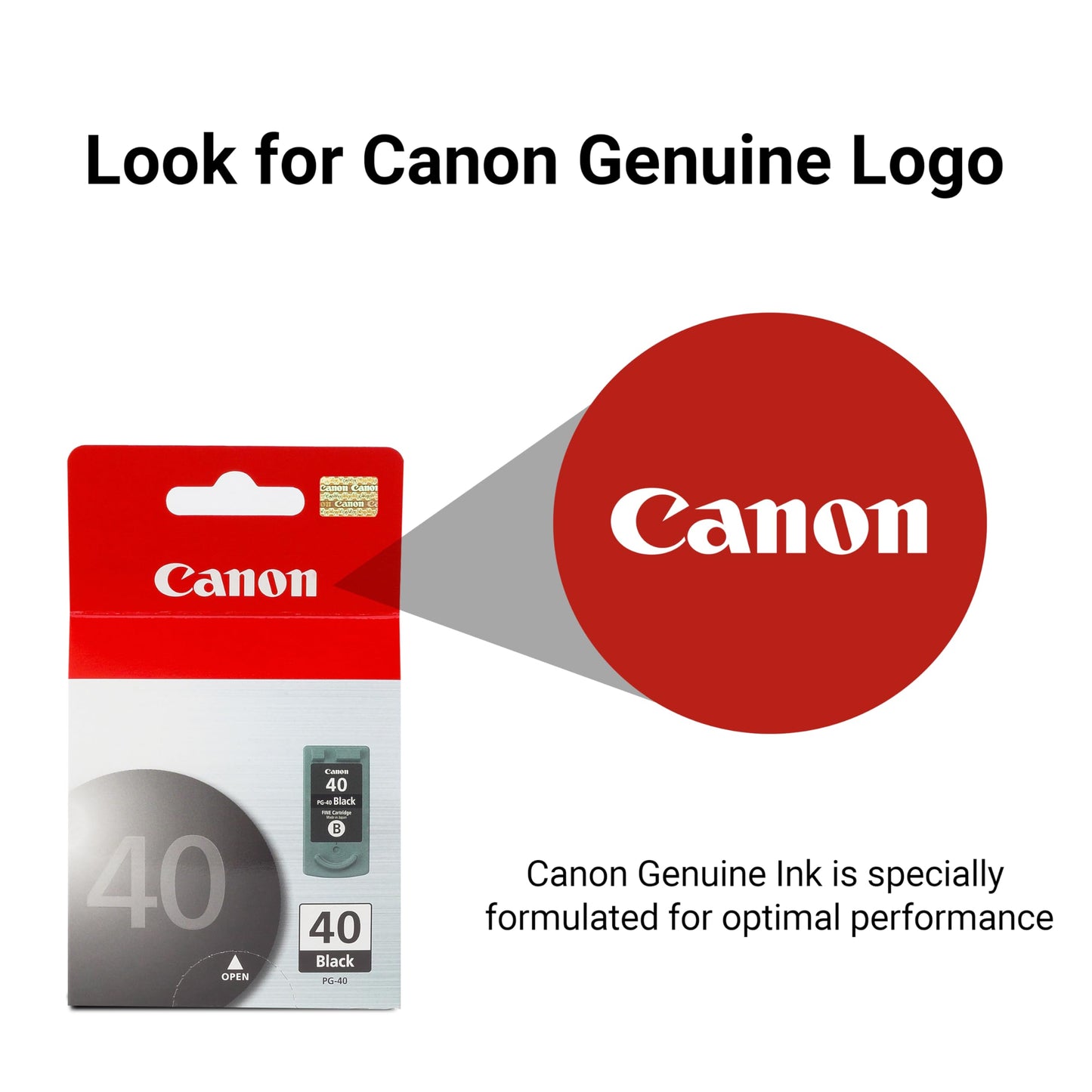 Canon PG-40 Genuine Black Ink Cartridge, Compatible with iP2600/1800/1700/1600, MX310/300, MP470/460/450/210/170/160/150/140/180/190, JX200/210P