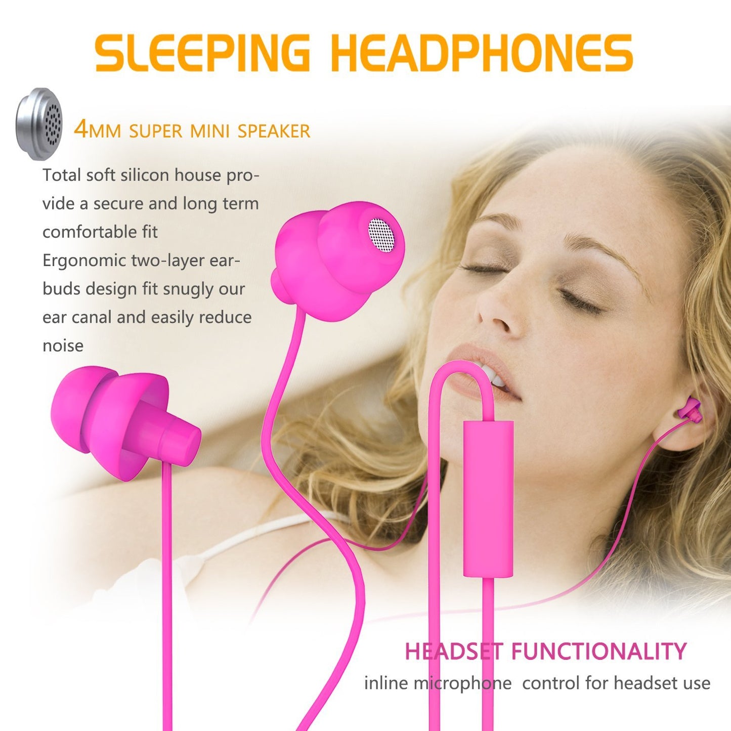 MAXROCK (TM Super Mini Total Soft Silicon Earbuds Headphones with Mic Music Sleep Choice for Cellphones Ipad Tablet Mp3 Laptop and Most 3.5mm Audio