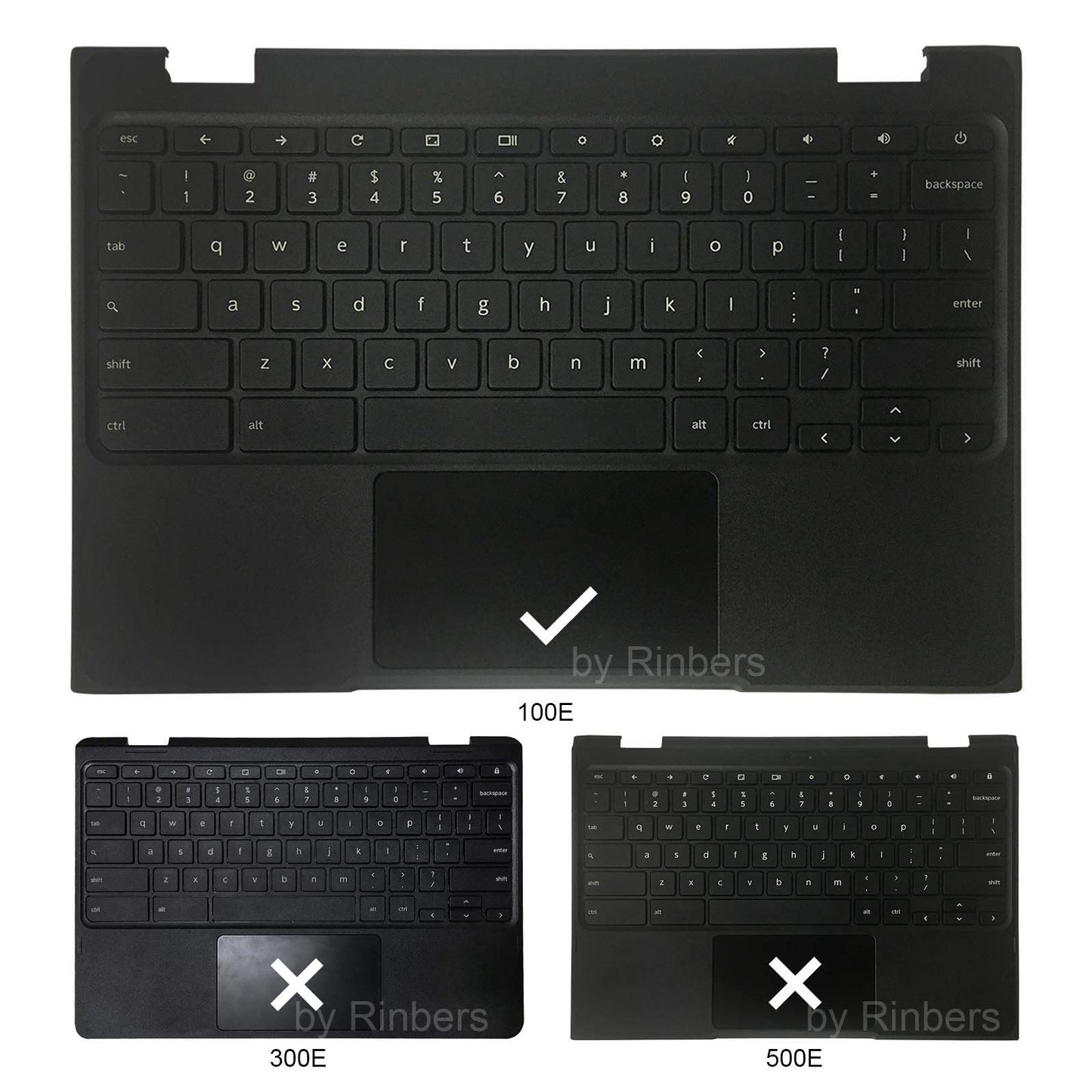 Rinbers Laptop Palmrest Upper Case with US Keyboard and Touchpad Assembly Replacement for Lenovo Chromebook 11 100e 81ER 5CB0R07036 (Not for 100E 2nd