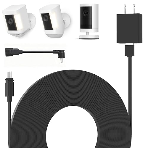 Power Adapter for Spotlight Cam Plus/Pro (Battery) and Spotlight Cam (Battery), with 25Ft/7.5m Weatherproof Outdoor Cable to Continuously Charge Your