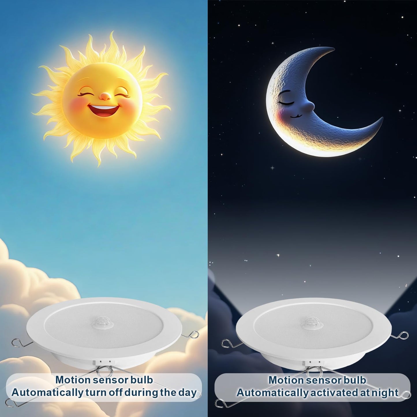 seami Motion Sensor Downlight, Dusk to Dawn Security 6 Inch Led Recessed Night Lights,17W Equivalent 100W 5800K Daylight, Indoor Motion Activation