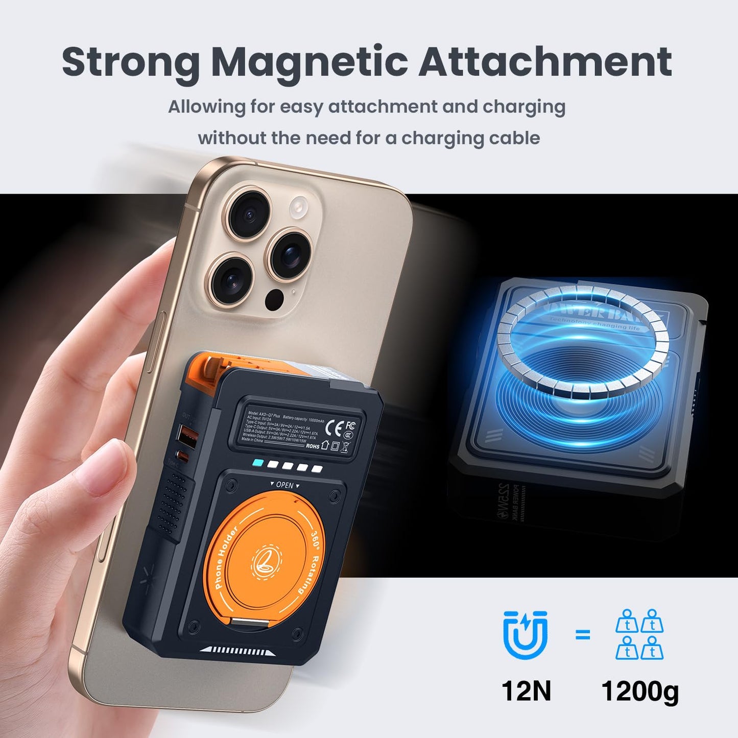 ummz for Magsafe Battery Pack 10000mAh,5-in-1 Magnetic Portable Charger with Wall Plug, Wireless Power Bank for Apple Watch,22.5W Fast Charging