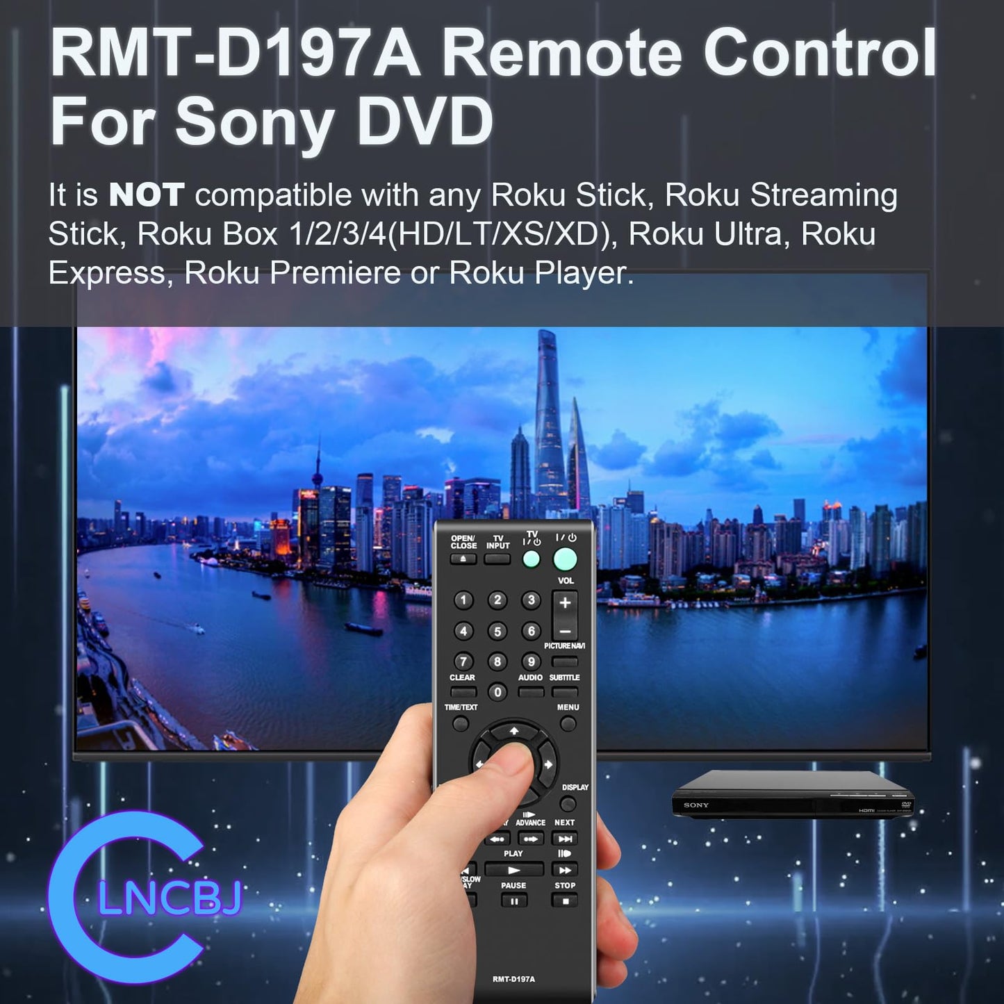 New Remote Control RMT-D197A Compatible with Sony DVD DVP-SR400HP DVP-SR500HP DVP-SR200P DVP-PR50P