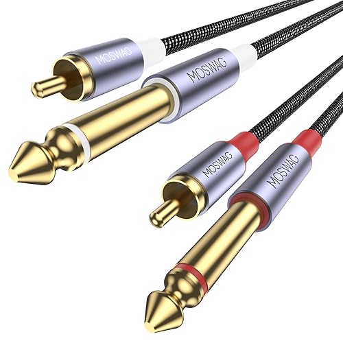 MOSWAG RCA to 1/4 Cable, Oxygen-Free Copper Dual 1/4 inch TS to Dual RCA Stereo Audio Interconnect Cable for Home Theater, Amplifiers, Mixing Console
