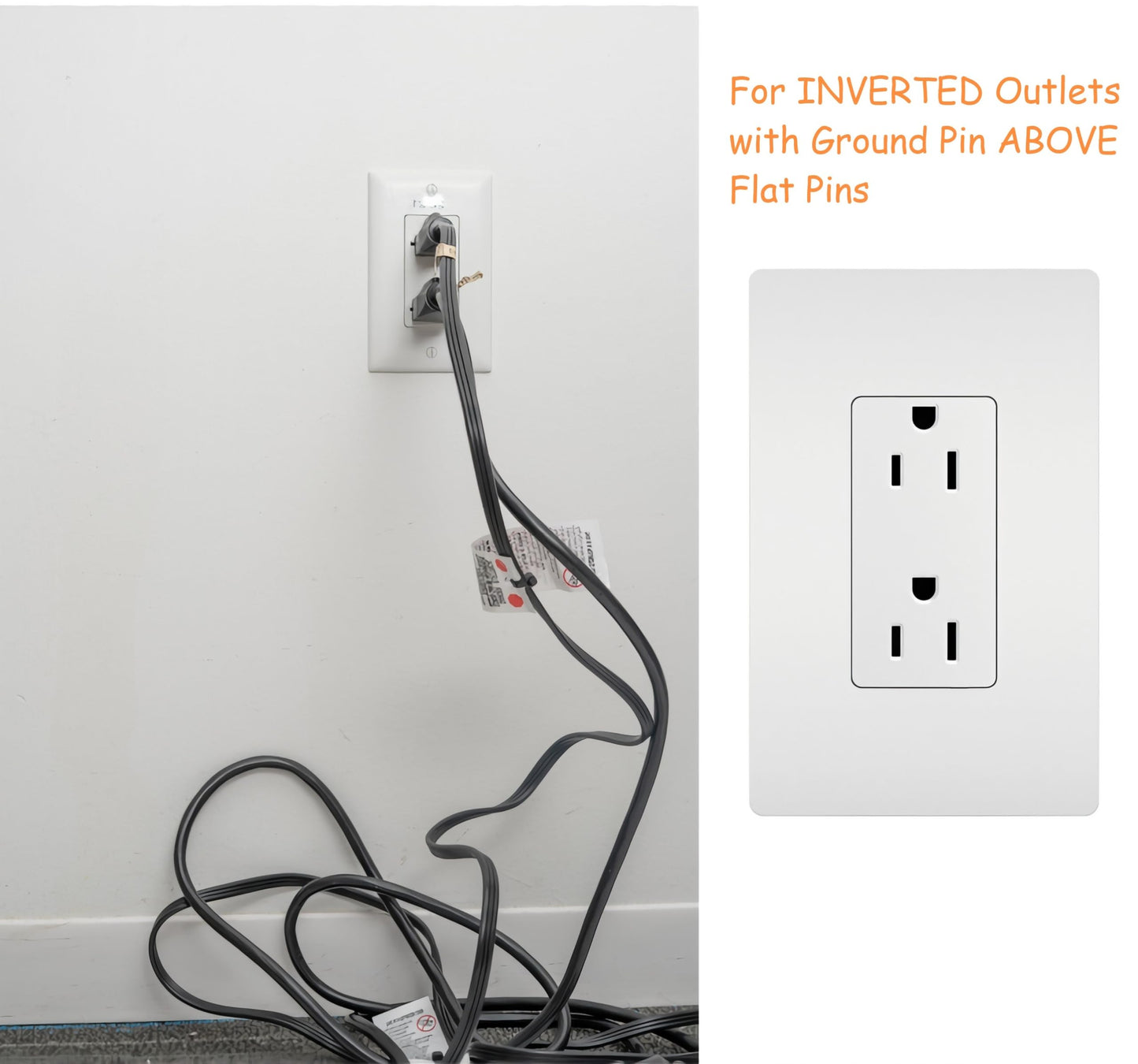 Sleek Socket No Shock Child & Pet Protector Outlet Concealer with Protective Cord Clips, Flat Extension Cord with 3 Outlets Power Strip (Safeguards