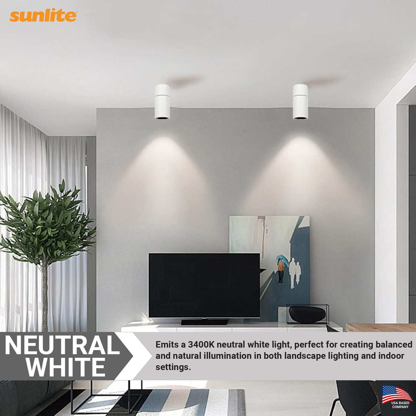 Sunlite MR16 ELC Reflector Light Bulb, 250 Watts, 24 Volts, Clear Finish, GX5.3 2-Pin Base, 99 CRI, 3400K Neutral White, Ideal for Landscape Lighting
