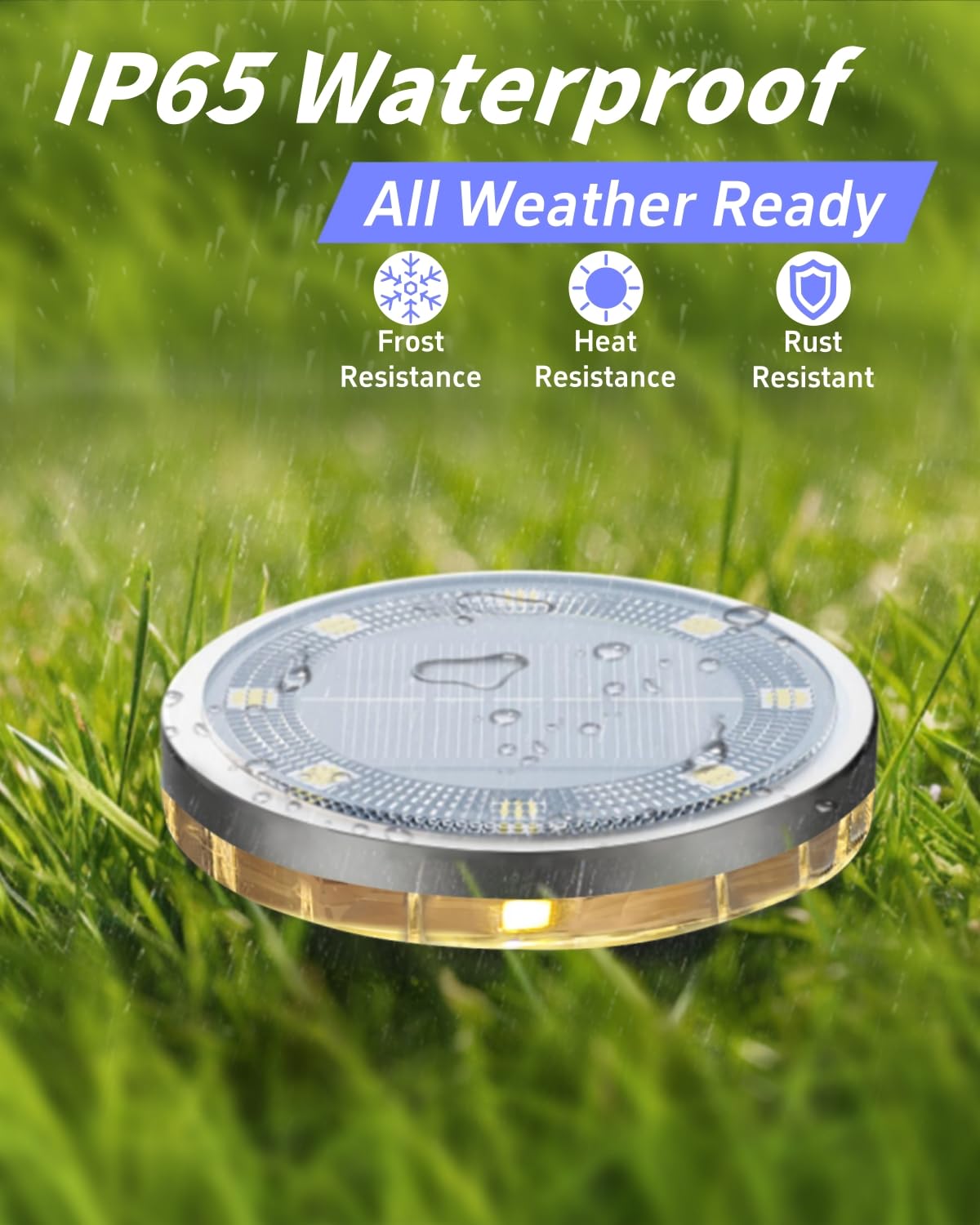 Solar Ground Lights Outdoor 12 Pack Waterproof, Upgraded Solar Garden Lights with 4 Side Light, Stainless Steel Solar Powered Disc Landscape Light