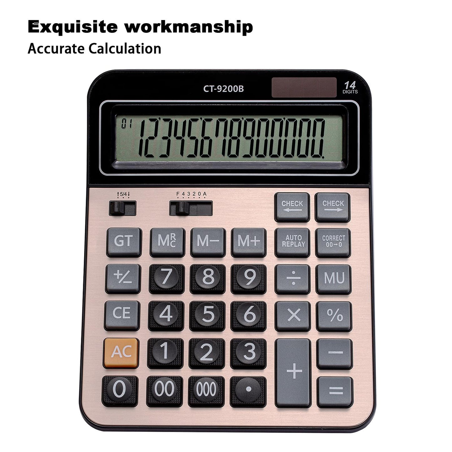 HIHUHEN Large Computer Electronic Calculator Counter Solar & Battery Power 14 Digit Display Multi-Functional Big Button for Business Office School