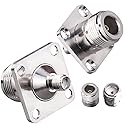 2PCS Type N to SMA Coax Connector, N Female to SMA Female 4-Hole Panel Mount Coax Adapter, N Type SMA Female Chassis Type 4 Hole Flange Panel Coaxial