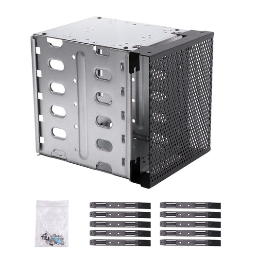 Saycker Stainless Steel Hard Drive Cage, 5.25" to 5X3.5 Rack SAS for Computer, Hard Driver Tray with Fan Space - Hard Drive Cage Adapter Rack