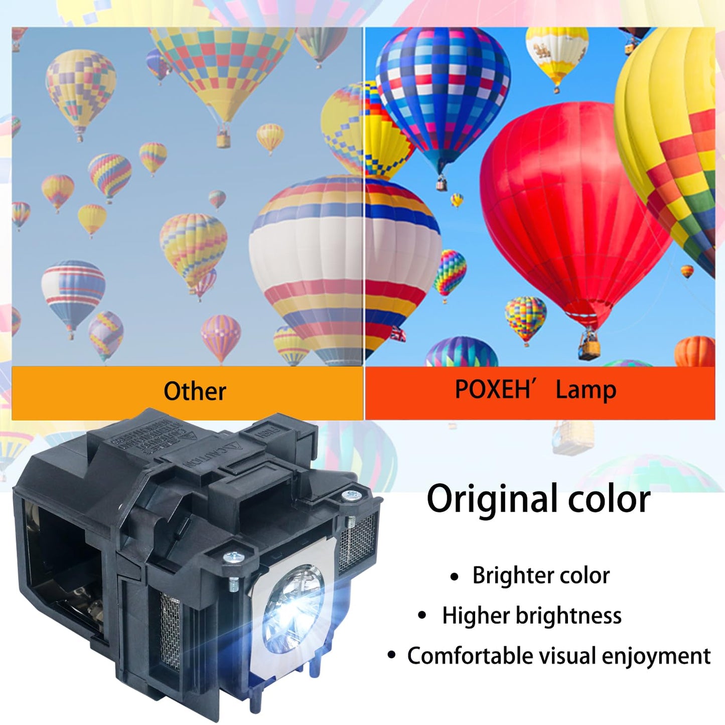 PXOEH Original ELP87 Replacement Projector Lamp Bulb for Epson BrightLink 536Wi PowerLite 520 525W 530 535W 955W 965 97 98 99W X27 PowerLite Home