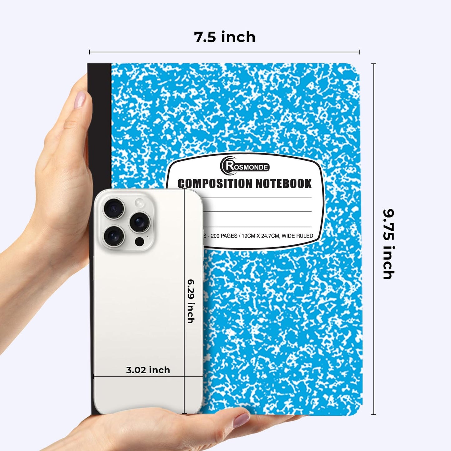 Rosmonde 1000 Pack Composition Notebooks Bulk, Wide Ruled, Assorted Marble