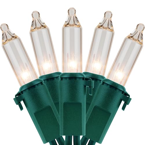 YULETIME 200 Clear Christmas String Lights, 2-Set 33 ft 100 ct Green Wire