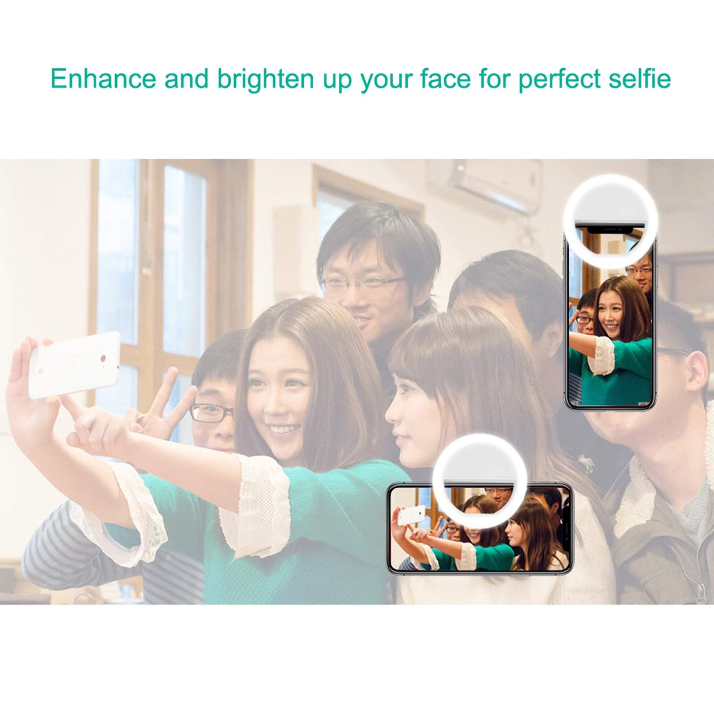 Selfie Ring Light,HONGDAYI Clip-on Selfie Light for Phone Camera 3-Level Brightness Small Mini LED Ring Light