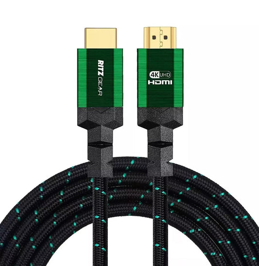 4K HDMI 2.0 Cable 4 ft. [5 Pack] by RitzGear. 18 Gbps Ultra High Speed Braided Nylon Cord & Gold Connectors - 4K@60Hz/UHD/3D/2160p/1080p/ARC