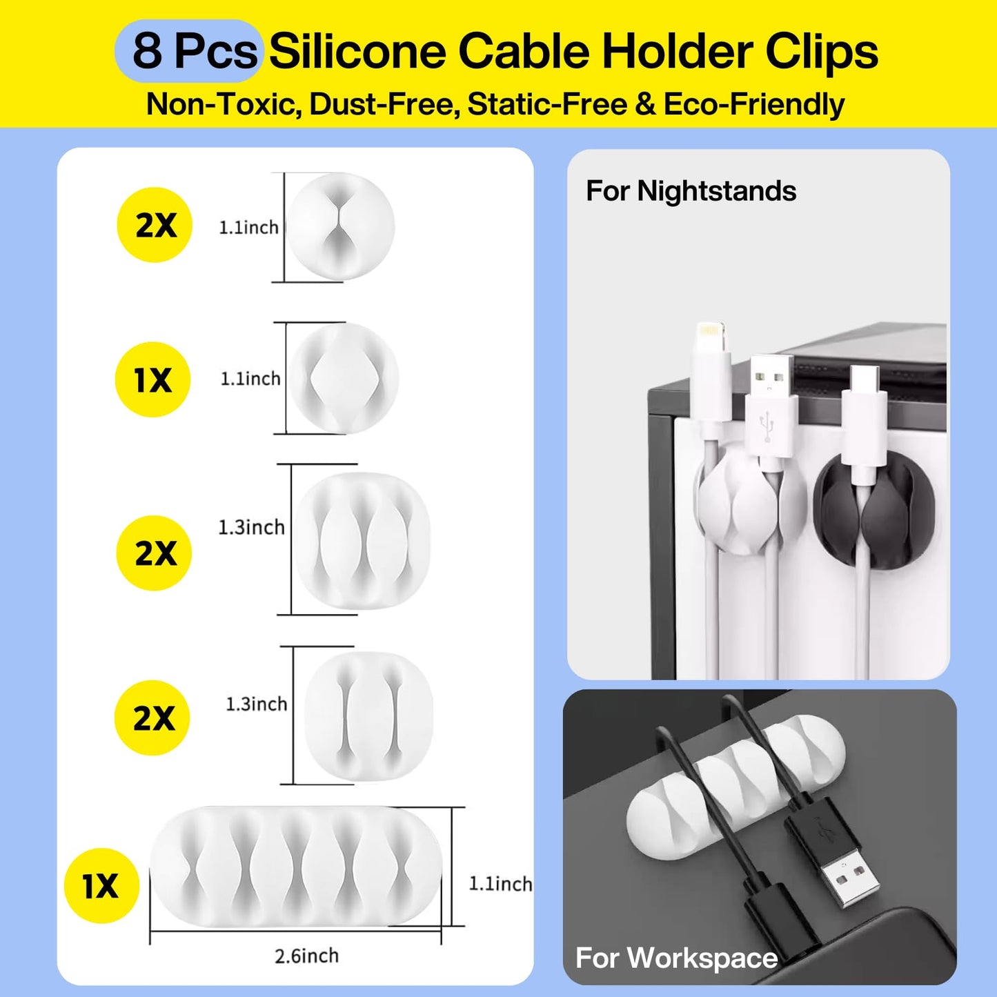 [313Pcs] Cable Management Kit, 67 Adhesive Cable Clips, Topavatop Desk Cord Organizer, 22 Reusable Cable Strap, 4 Cable Sleeve Split, 200 Nylon Cable
