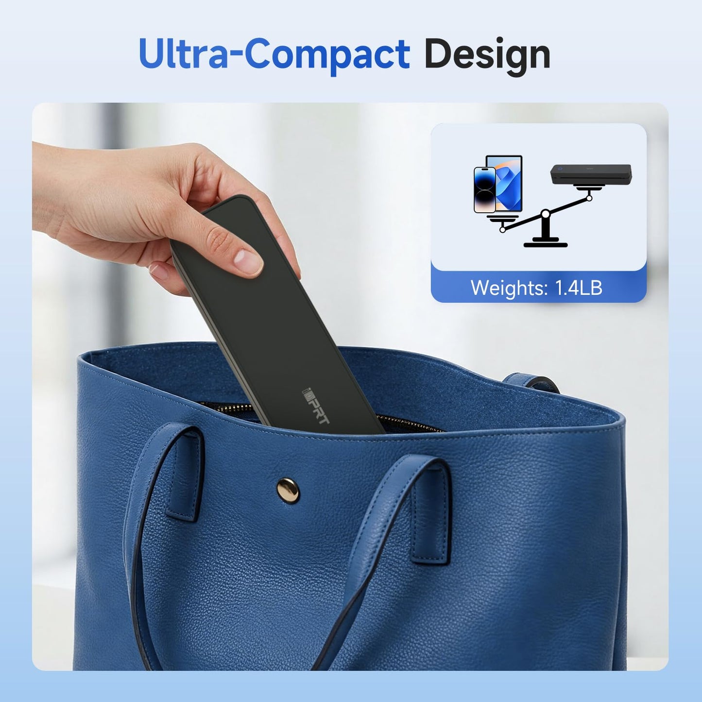 iDPRT Portable Thermal Printer, MT610 Pro Wireless for Travel, 300 DPI Bluetooth Inkless Printer Support 8.5" X 11" US Letter Thermal Paper for Home